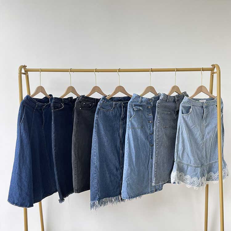 Gebruikte denim lange rok voor dames